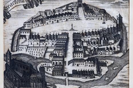Strakonice na dobové rytině - rok 1710, archiv MSP